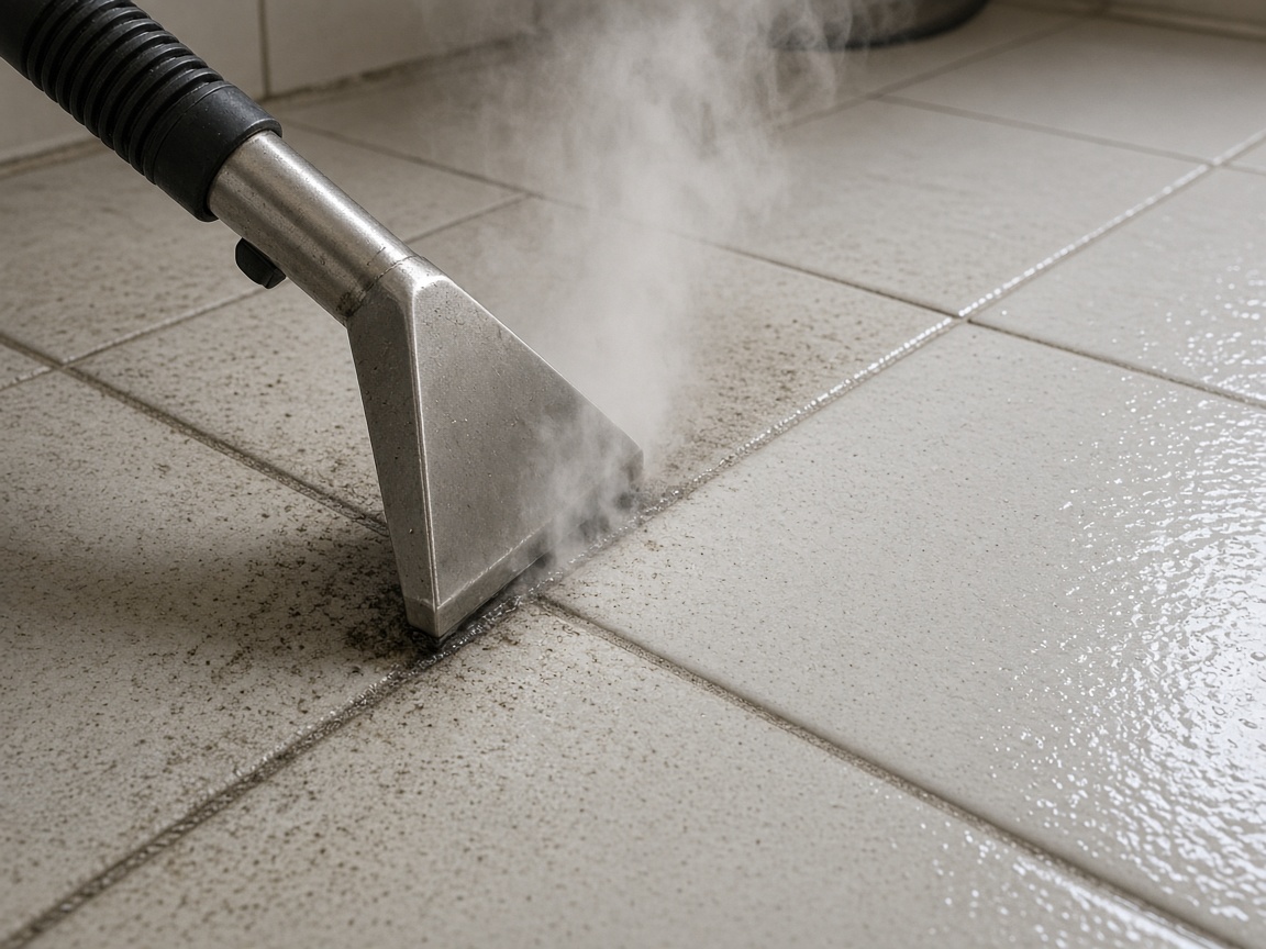 Steam wand on ceramic tile grout